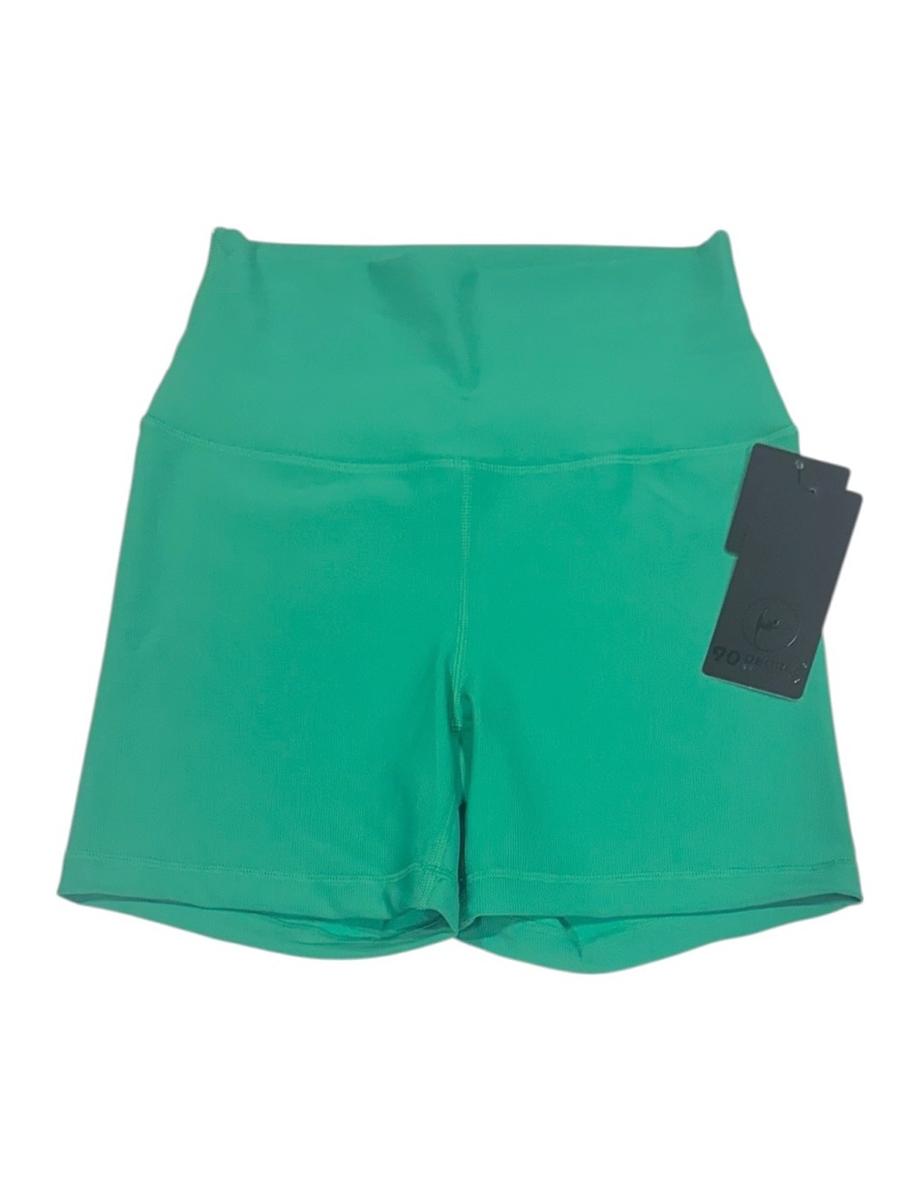 90 DEGREE BY REFLEX Vibrant Green Stretchy Ribbed 5” Bike Short NWT Mediium